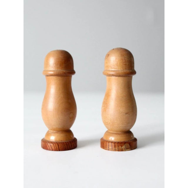 Mid 20th Century Vintage Wooden Salt and Pepper Shakers For Sale - Image 5 of 8