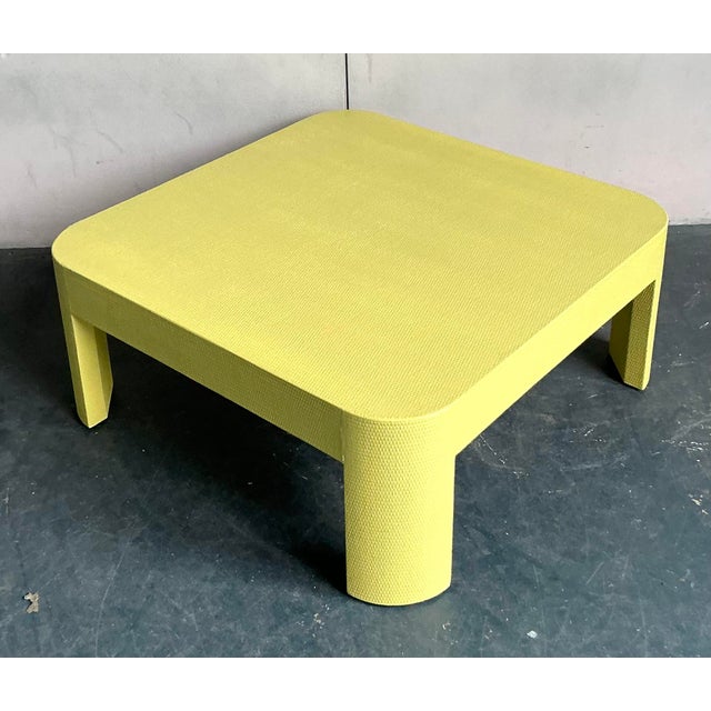 Vintage Boho Grasscloth Wrapped Coffee Table For Sale - Image 4 of 6