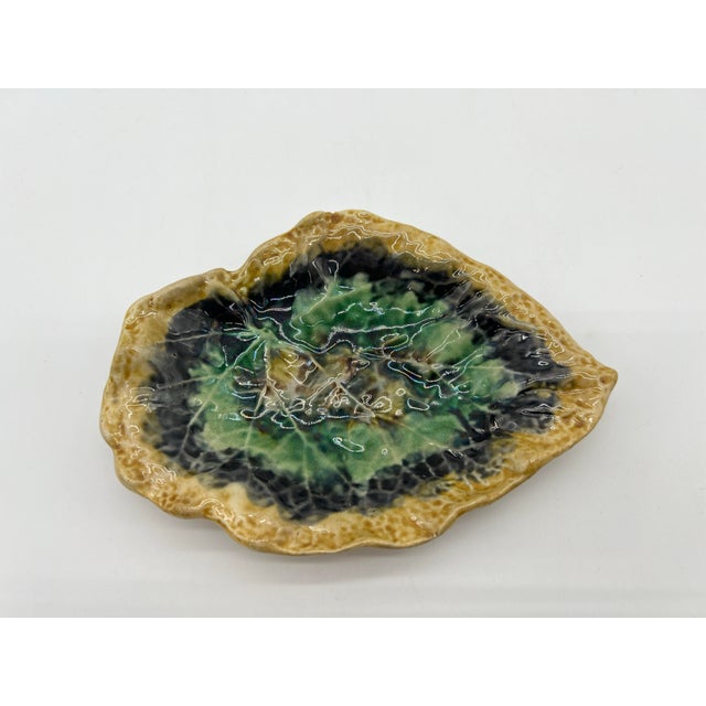 A Antique English Majolica Leaf Shaped Dish Brown and Green Colour, Circa 1880 Most likely made in England, circa...
