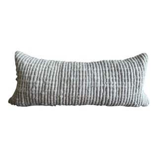 Natural White Texturized Hand Made Wool Pillow With Insert For Sale