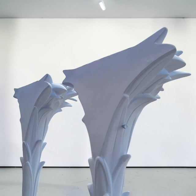 Wood Serge Roche Style Torchere Palm Floor Lamps - a Pair For Sale - Image 7 of 11