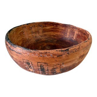 Vintage Amazonian Wauja Indigenous Redware Ceramic Bowl Brazil For Sale
