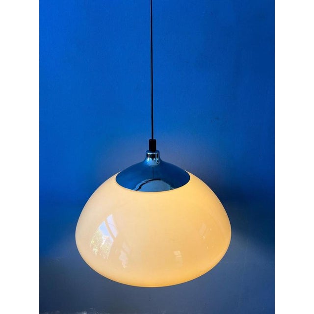 Acrylic Glass Beige Mushroom Pendant Lamp with Chrome Top Cap For Sale - Image 11 of 11