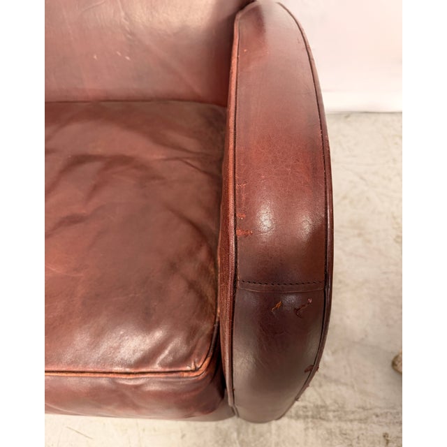 1920s French Art Deco Leather 2-Seater Sofa, 1920s For Sale - Image 5 of 7