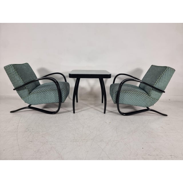 H 269 Lounge Chairs, Table and Poufs by Jindřich Halabala for UP Zavody, 1940s, Set of 5 For Sale - Image 11 of 14