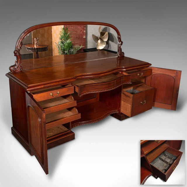 1850s Antique Victorian English Pedestal Sideboard For Sale - Image 4 of 13