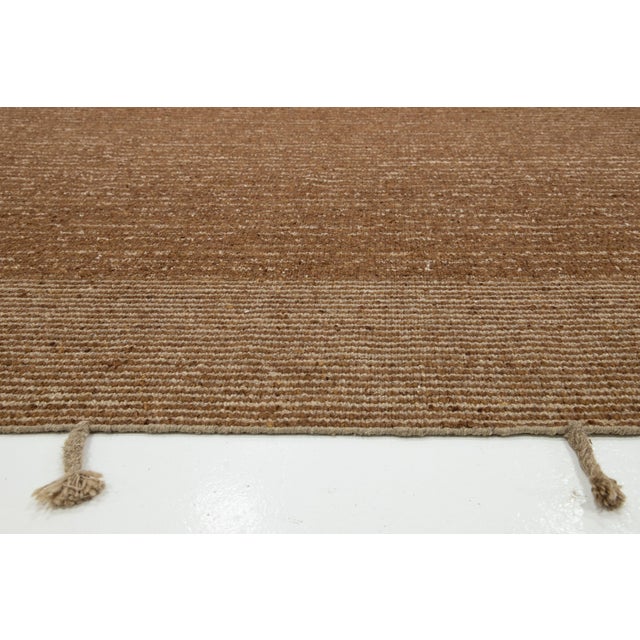 Modern Flaweave Wool Rug With Striped Design in Brown For Sale - Image 9 of 11