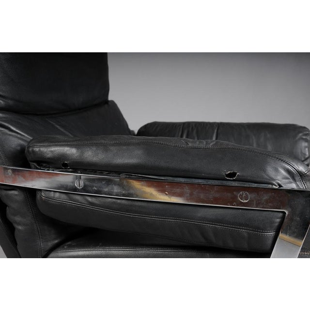 Set of Vintage Lounge Chair and Ottoman in Black Leather by Arne Norell, 1960s For Sale - Image 16 of 18