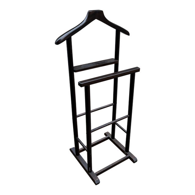 1970s Dark Brown Wooden Italian Valet For Sale