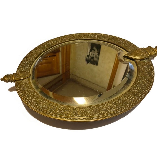Late 19th Century Antique Tiffany & Co. Brass Hand Mirror, Indo-Persian Moorish Design, Circa 1890 - 1910, Pattern 0350 For Sale - Image 5 of 9