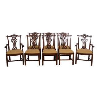 Set of 8 Henredon Chippendale Mahogany Dining Room Chairs For Sale