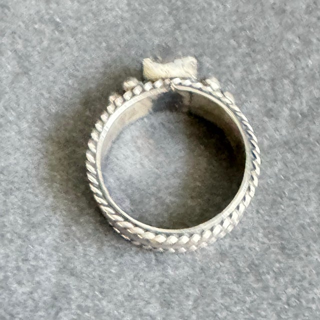 Metal Vintage Lapis Lazuli Ring Sterling Silver Blue Gemstone Band Southwestern Size 6 For Sale - Image 7 of 12