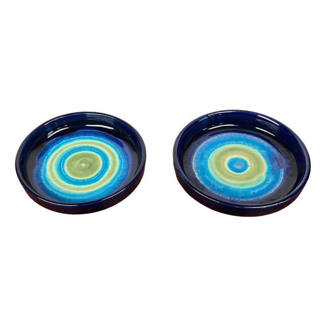 Mid-Century Modern German Studio Pottery Plates from Cornelsen Kindermann Keramik, 1960s, Set of 2 For Sale