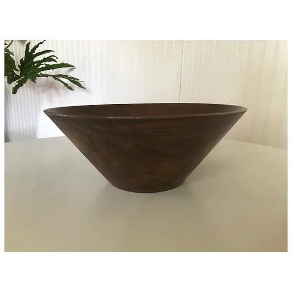 Brown Mid-Century Modern Faux Wood Salad Serving Bowl For Sale - Image 8 of 9