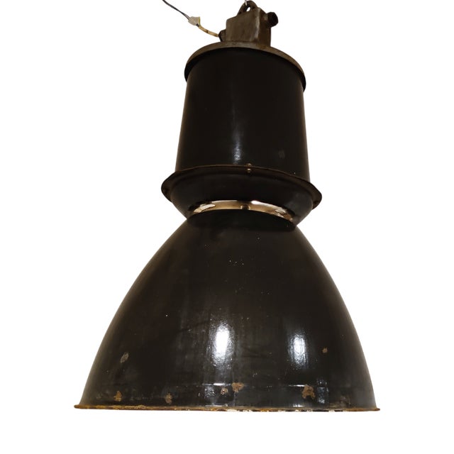 Large Industrial Enamel Lamp, 1950s For Sale