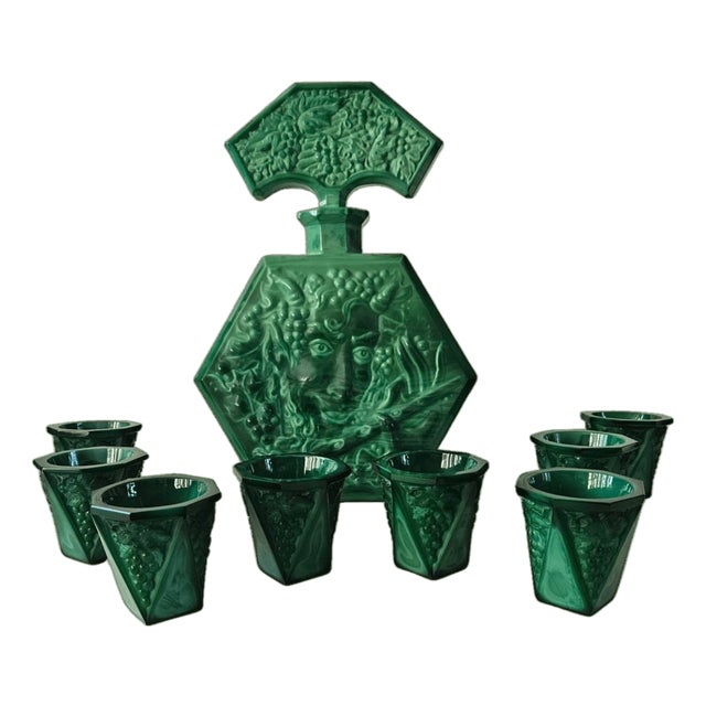 Art Deco Malachite Liqueur Set, 1930s, Set of 8 For Sale