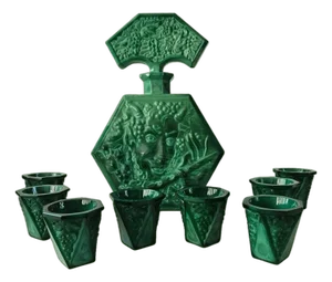 Art Deco Malachite Liqueur Set, 1930s, Set of 8