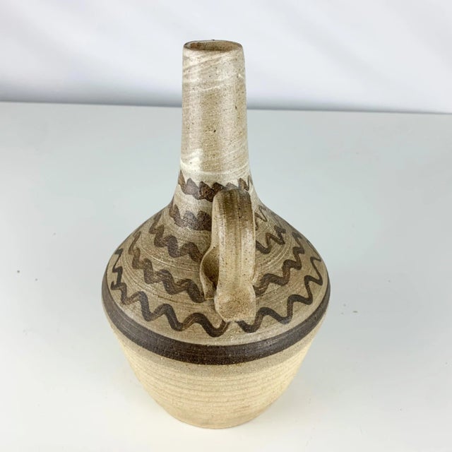 Late 20th Century Vintage Signed Studio Pottery Vase Urn With Handle Earth Tone Southwest Decor For Sale - Image 5 of 13