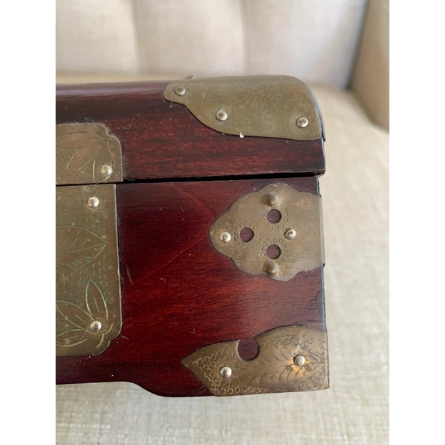 Vintage Mid-Century Rosewood & Brass & Jade Jewelry Casket For Sale In New York - Image 6 of 13