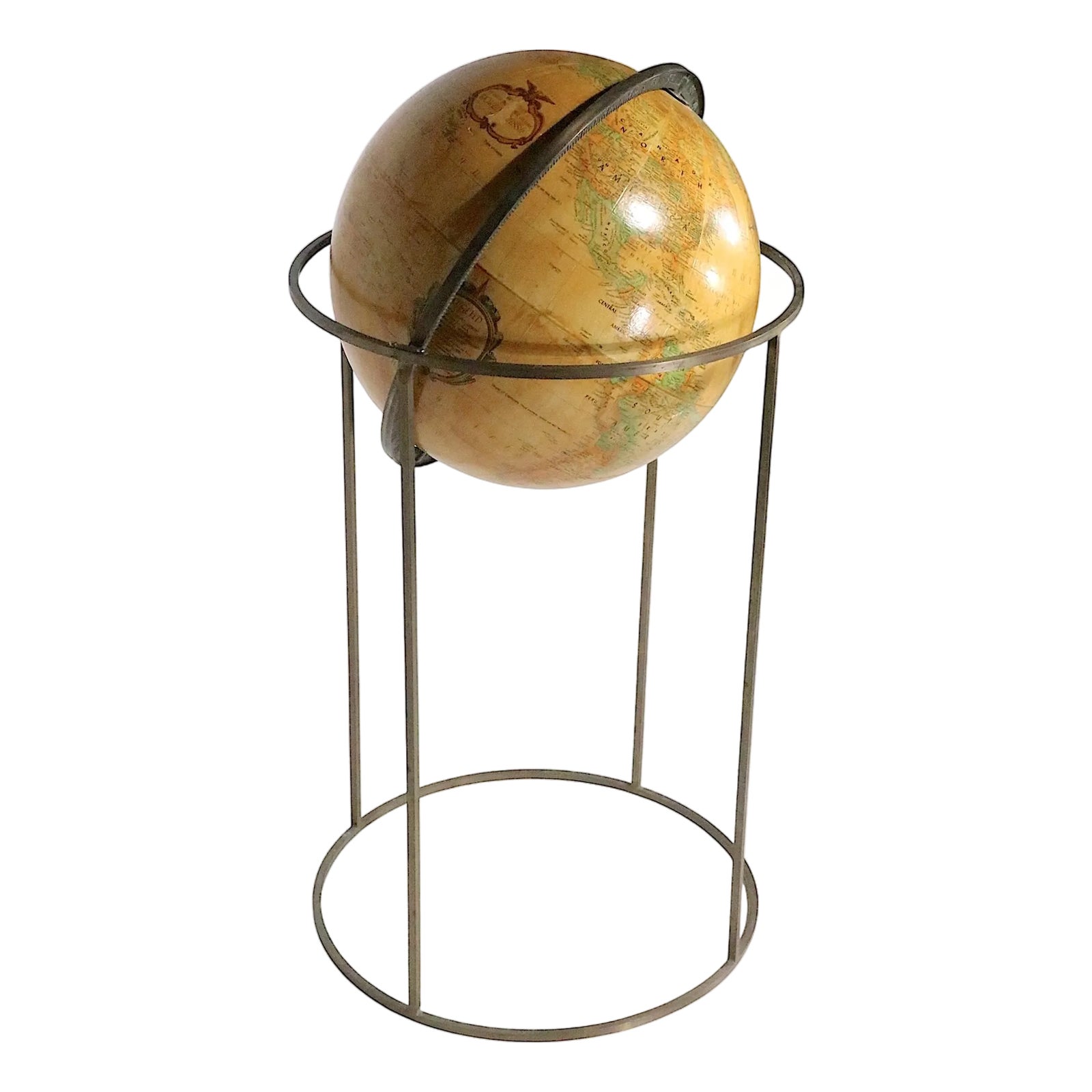 Mid Century Floor Model Replogle Globe Att. To Paul McCobb | Chairish
