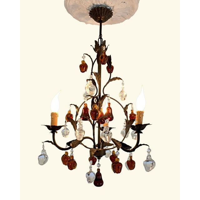 Pendant Chandelier in Wrought Iron and Murano Glass, 1990s For Sale - Image 4 of 9