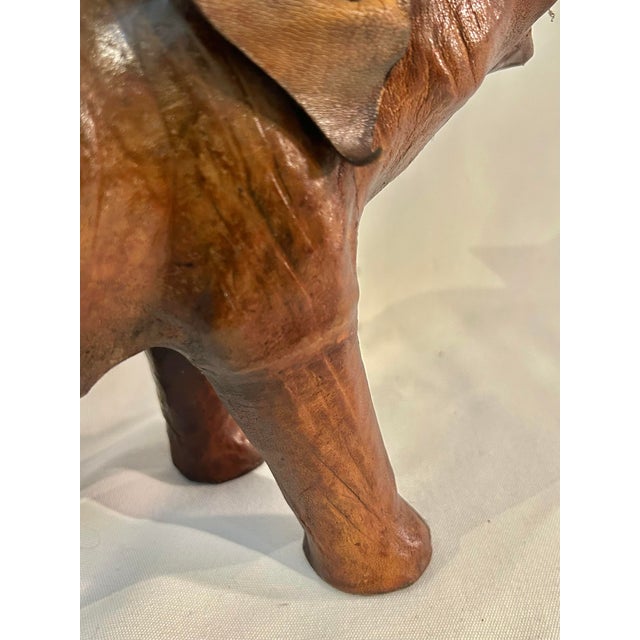 Brown Vintage Leather Wrapped Elephant Model or Figurine For Sale - Image 8 of 12