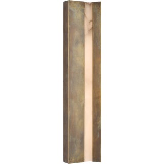 Anne-Marie Barton for Visual Comfort Signature Austera 32" Sconce in Mottled Brass with Alabaster For Sale