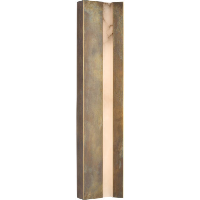 Anne-Marie Barton for Visual Comfort Signature Austera 32" Sconce in Mottled Brass with Alabaster For Sale