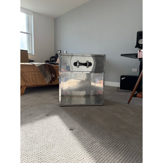 Pair of Eichholtz Aluminum "Catalina" Trunk Nightstands For Sale - Image 9 of 12