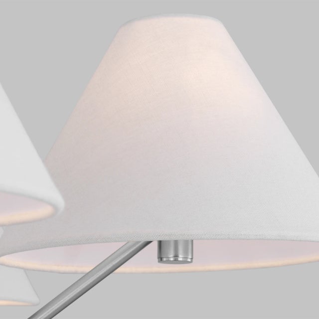 Transitional Visual Comfort Studio Burke 6-Light Large Chandelier in Brushed Steel Silver For Sale - Image 3 of 5