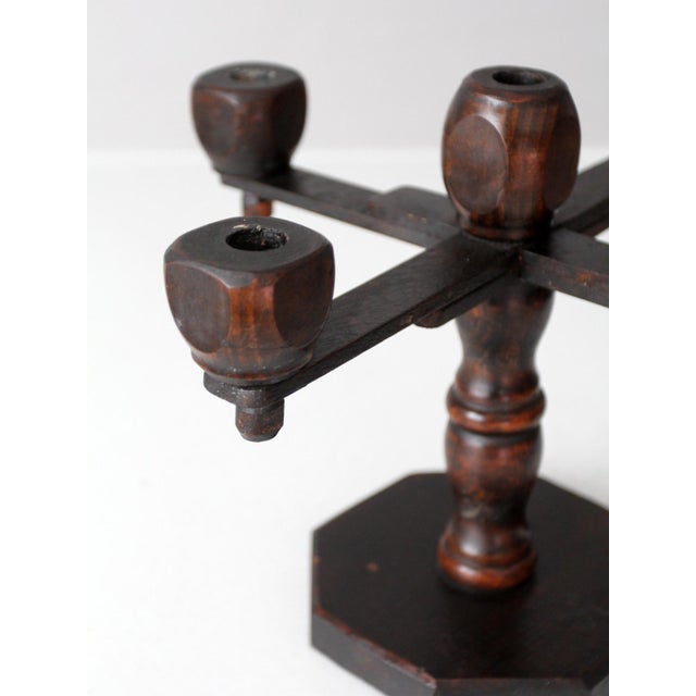 Vintage Spanish Revival Wood Candelabra Five Arm Candle Holder For Sale - Image 6 of 12