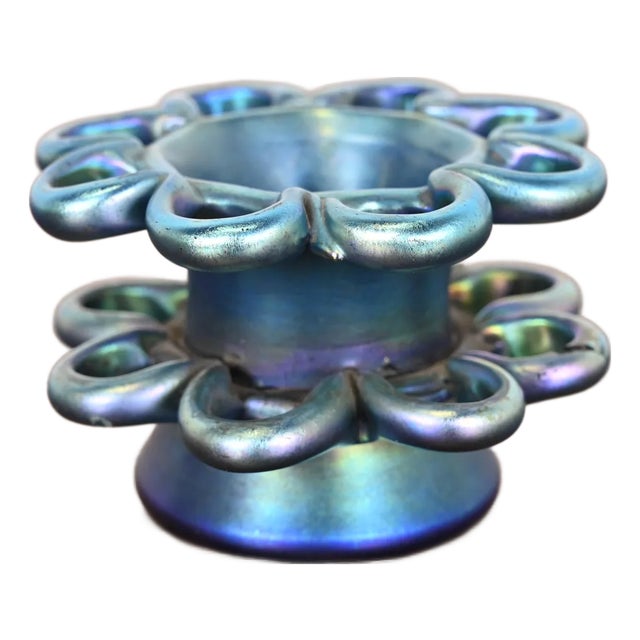 Louis Comfort Tiffany Favrile Iridescent Art Glass Flower Frog For Sale