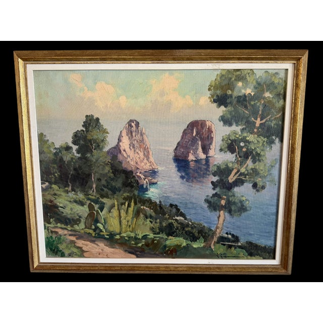 Mid 20th Century Mid 20th Century "Capri" Original Landscape, Ilio Giannaccini, Italy For Sale - Image 5 of 10
