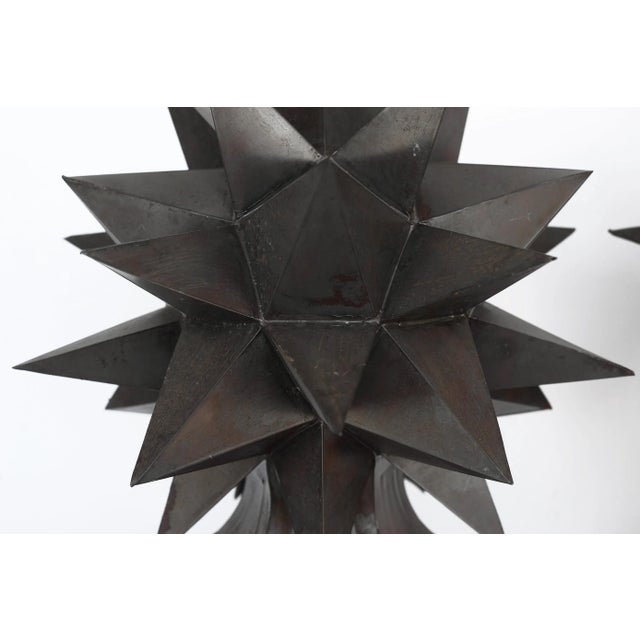 Vintage Brutalist Sputnik Metal Starburst Sculptures - Set of 2 For Sale In San Francisco - Image 6 of 12
