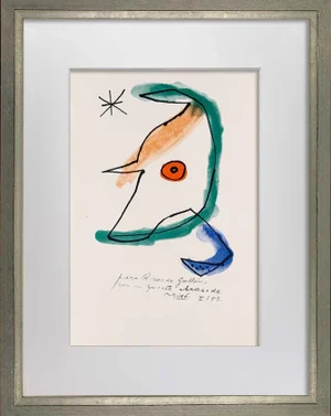 1950s Joan Miro Original Lithograph, Signed & Inscribed "Ricardo Gullon"