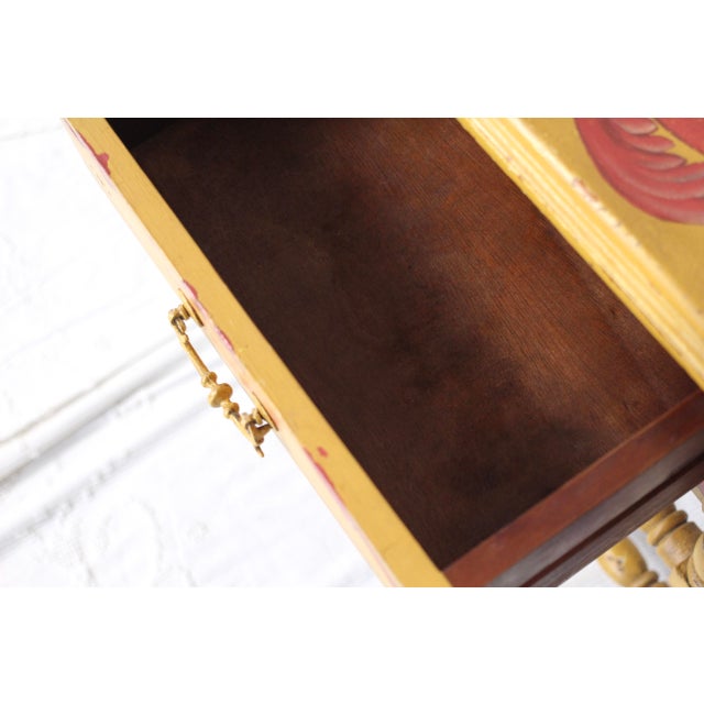 Red and Yellow Handpainted Table From the 1990s by Guildmaster For Sale - Image 9 of 13