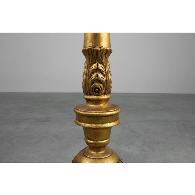 19th Century Giltwood Pedestals with Plaster Decoration, France, Set of 2 For Sale - Image 13 of 16