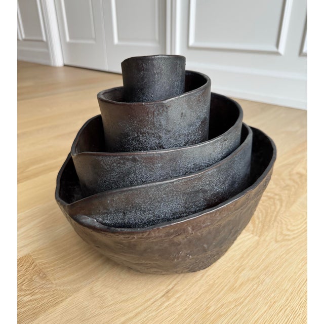 Ceramic Monumental 1970s Brutalist Signed Studio Pottery Spiral Sculpture / Vessel / Vase For Sale - Image 7 of 13