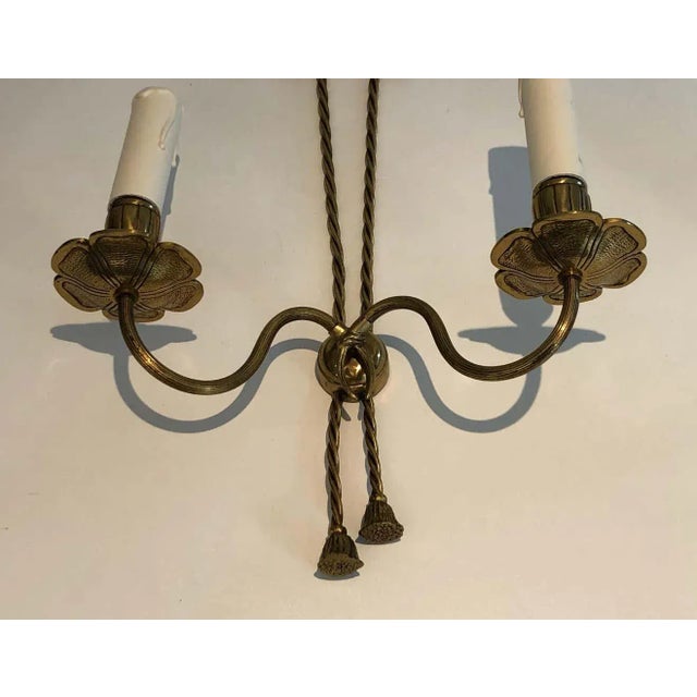 1950s French Louis XVI Style Bronze Wall Lights with Ribbons - A Pair, Unwired For Sale - Image 9 of 13