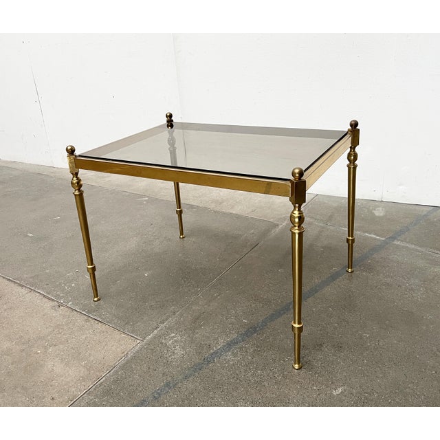 Mid-Century German Neoclassical Hollywood Regency Style Brass and Glass Side or Bedside Tables, 1950s, Set of 2 For Sale - Image 14 of 18