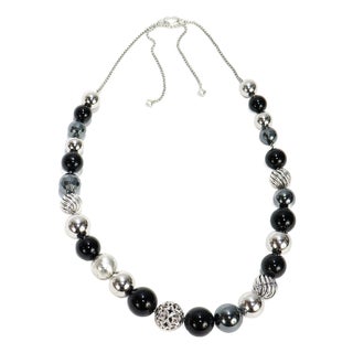 David Yurman Elements Adjustable Silver, Onyx, & Hematite Bead Necklace For Sale