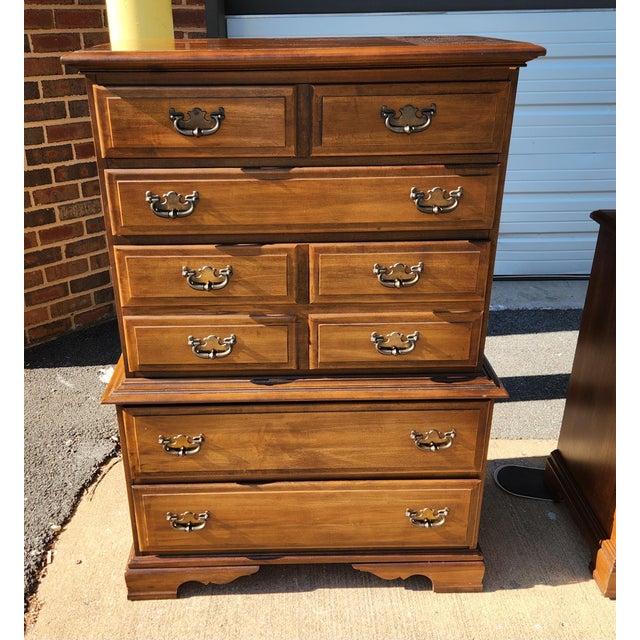 Late 20th Century Complete Queen Hard Wood Bedroom Set For Sale - Image 4 of 14