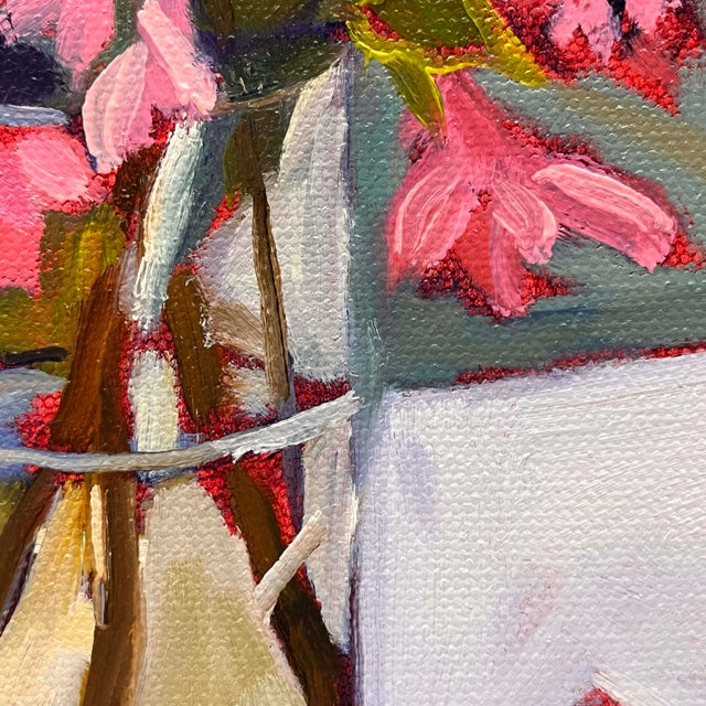 Contemporary Original Expressionist Still Life Floral Oil Painting - "Turquoise and Twigs" For Sale - Image 3 of 7