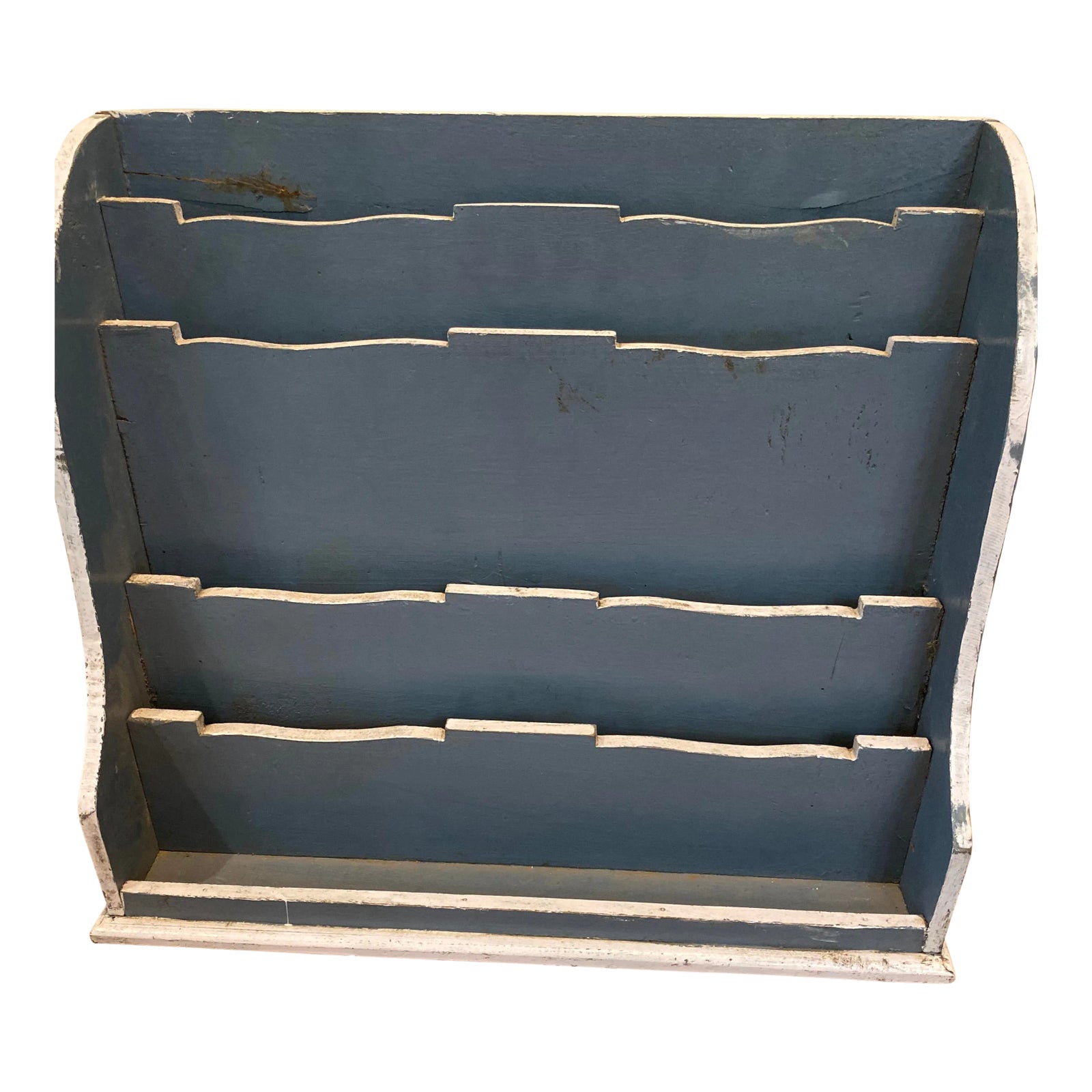 Blue Painted Wood Stationery Box | Chairish