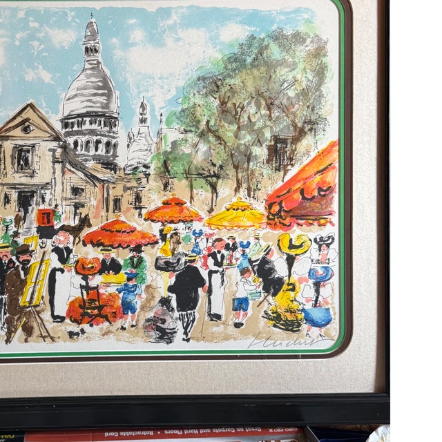 1990s Signed & Numbered Limited Edition (31of 50) "Paris, La Place Du Tertre" a Montmartre II by French Artist Urbain Huchet (1930-2014) For Sale - Image 5 of 9