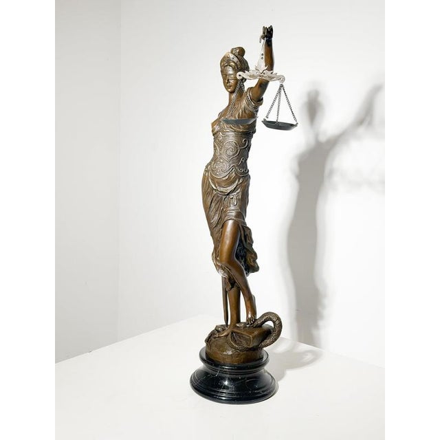Mayer, Lady Justice, Bronze on Marble Base For Sale - Image 11 of 11