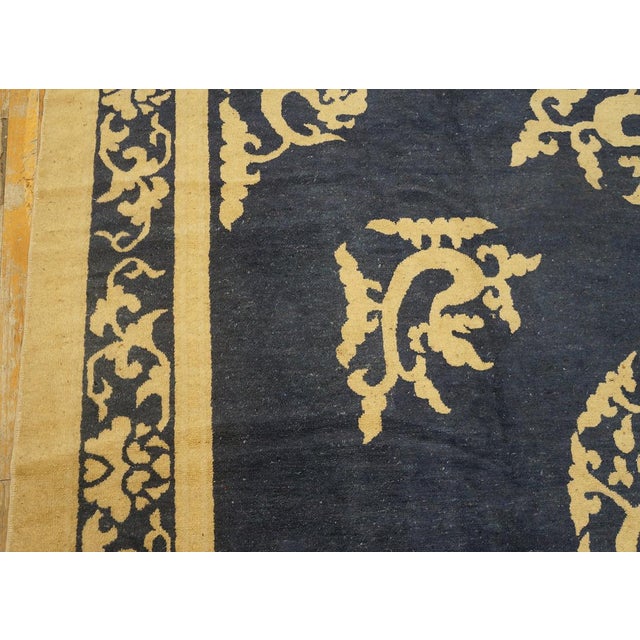 1900 - 1909 Blue Room Size Antique Artistic Chinese Dragon Design Peking Carpet For Sale - Image 5 of 9