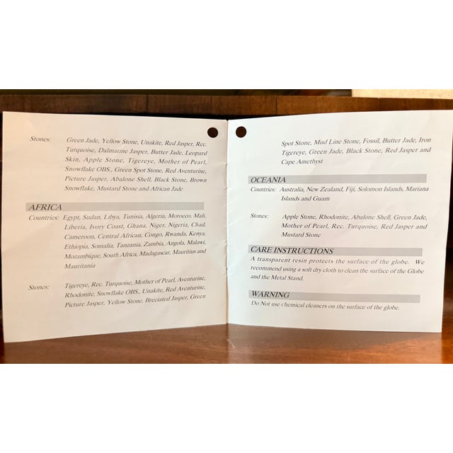 Blue Stunning Large Vintage Gemstone Globe**Polished Brass 4 Leg Stand W/Compass**OBO** For Sale - Image 8 of 8