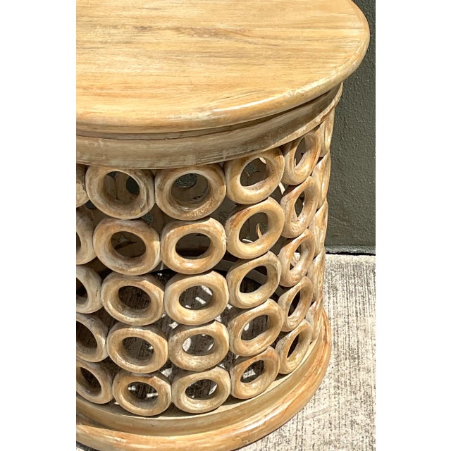 Late 20th Century Vintage Openwork Wood Side Table For Sale - Image 5 of 12