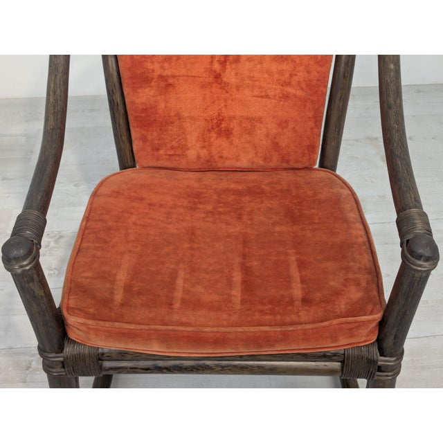 Vintage Upholstered Rattan Armchair For Sale - Image 13 of 18